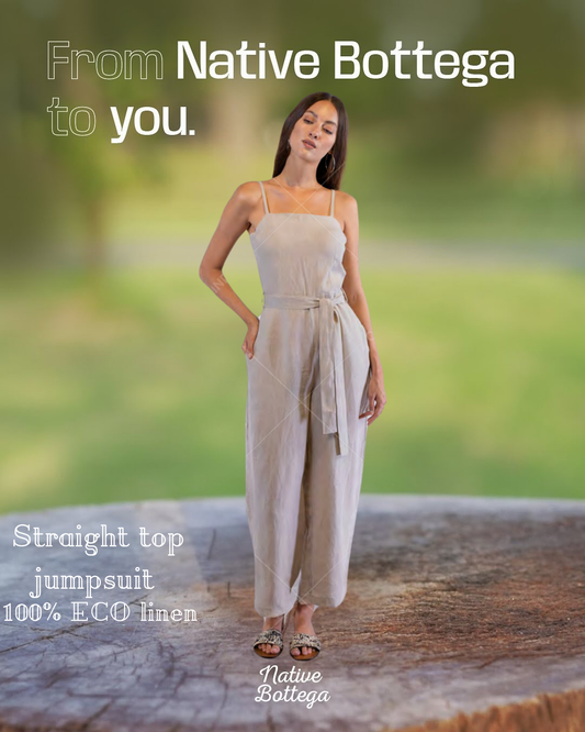 Native Bottega Straight Top Jumpsuit in 100% ECO Linen Certified OEKO-TEX® and Masters of Linen - Natural European Style